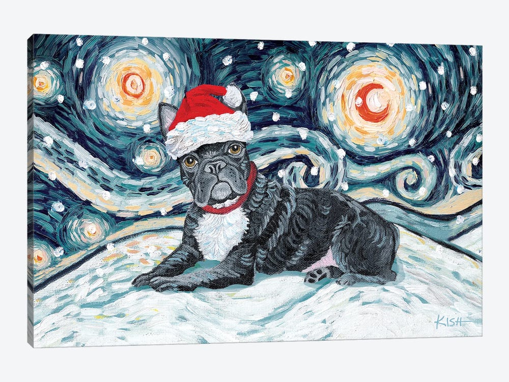 French Bulldog On A Snowy Night by Gretchen Kish Serrano 1-piece Canvas Art Print