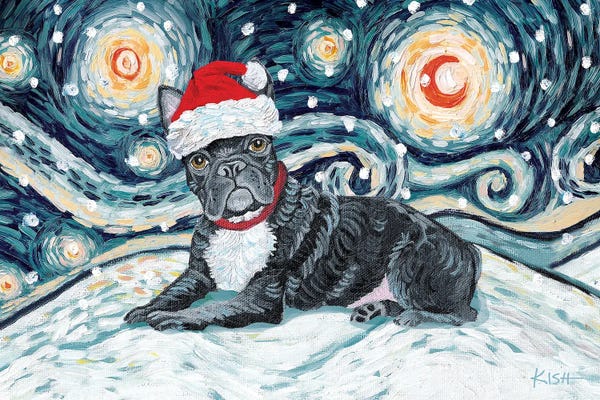 Christmas Animals: French Bulldog On A Snowy Night by Gretchen KISH Serrano