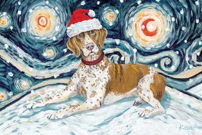 German Shorthaired Pointer On A Snowy Night by Gretchen KISH Serrano framed wall art