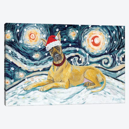 Great Dane On A Snowy Night Cropped Canvas Print #GKS164} by Gretchen Kish Serrano Art Print
