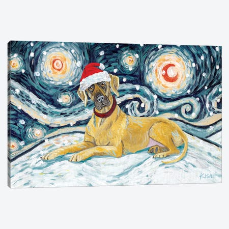 Great Dane On A Snowy Night Uncropped Canvas Print #GKS165} by Gretchen Kish Serrano Canvas Print