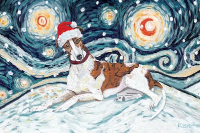 Greyhound On A Snowy Night by Gretchen KISH Serrano framed wall art