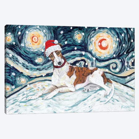 Greyhound On A Snowy Night Canvas Print #GKS167} by Gretchen Kish Serrano Canvas Art Print