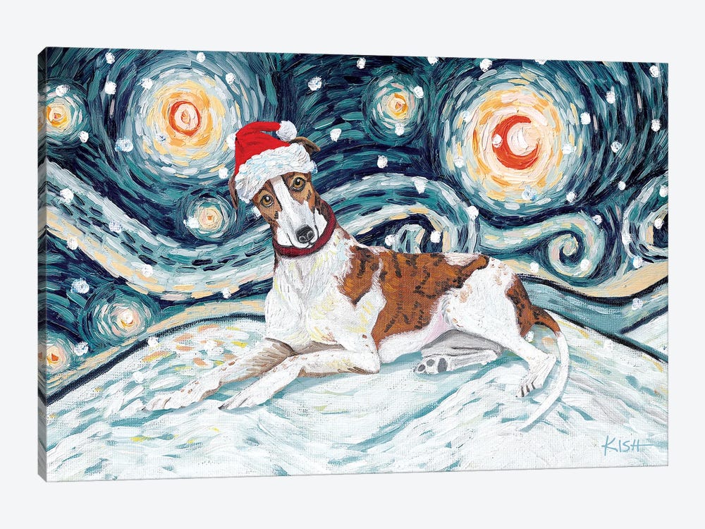 Greyhound On A Snowy Night by Gretchen Kish Serrano 1-piece Canvas Art