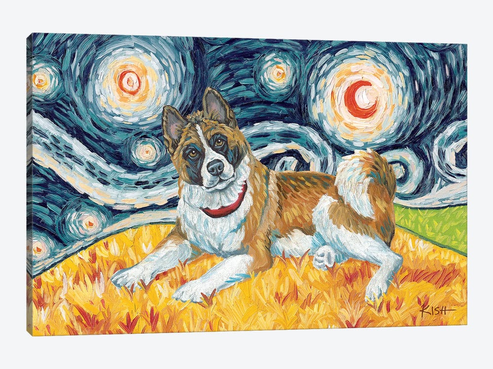 Akita On A Starry Night by Gretchen Kish Serrano 1-piece Canvas Art
