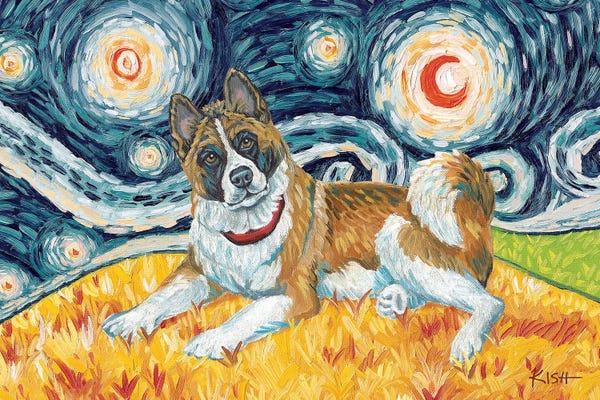 Akita On A Starry Night