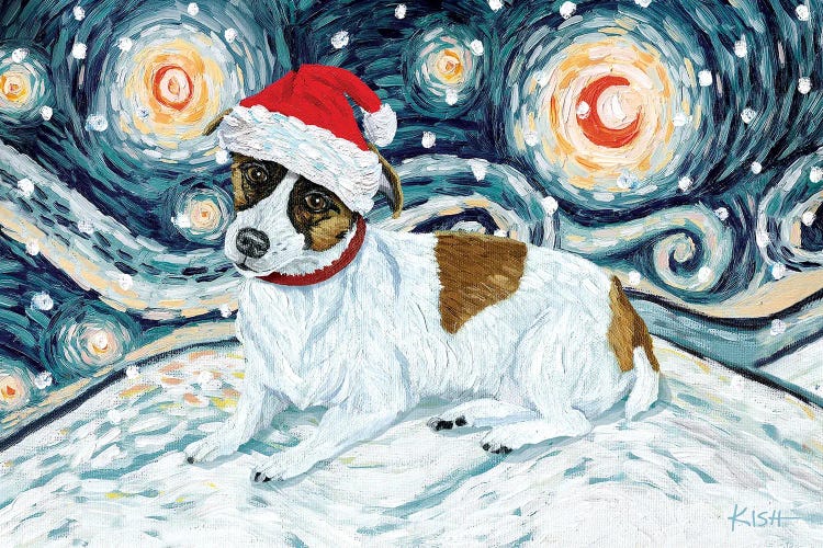 Jack Russell Terrier On A Snowy Night by Gretchen Kish Serrano wall art