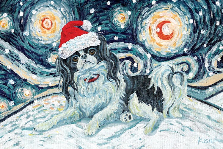 Japanese Chin On A Snowy Night by Gretchen Kish Serrano wall art