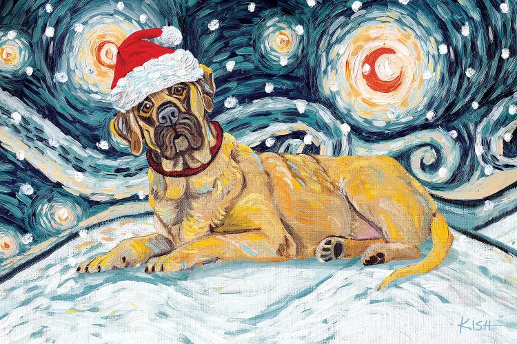 Mastiff On A Snowy Night by Gretchen Kish Serrano wall art