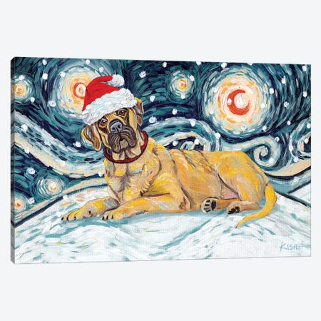 Mastiff On A Snowy Night Canvas Print #GKS178} by Gretchen Kish Serrano Canvas Print