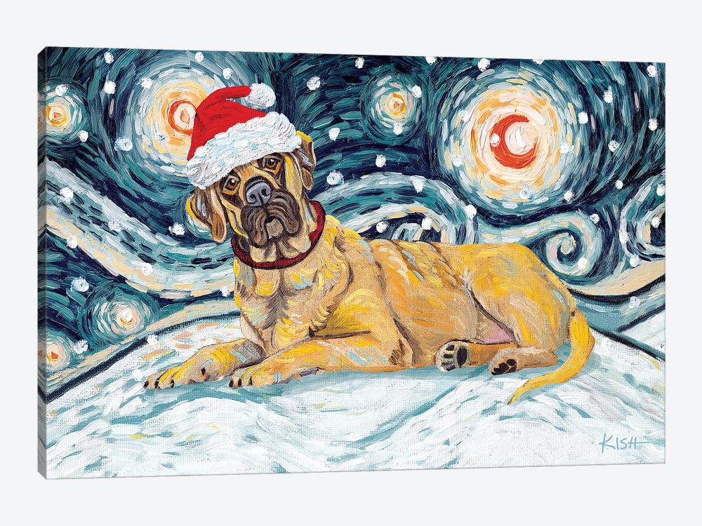 Mastiff On A Snowy Night by Gretchen Kish Serrano 1-piece Canvas Artwork
