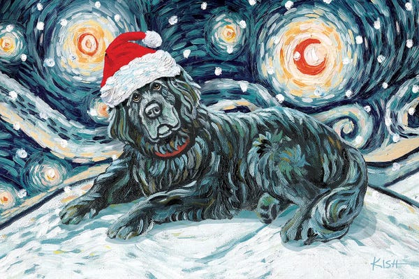 Christmas Animals: Newfoundland On A Snowy Night by Gretchen KISH Serrano