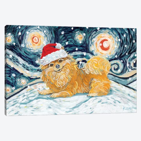 Pomeranian On A Snowy Night Canvas Print #GKS186} by Gretchen Kish Serrano Canvas Print