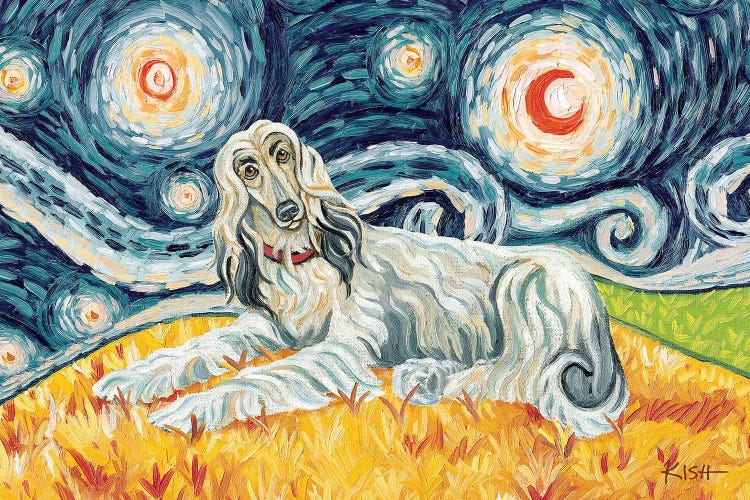 Afghan Hound On A Starry Night Light
