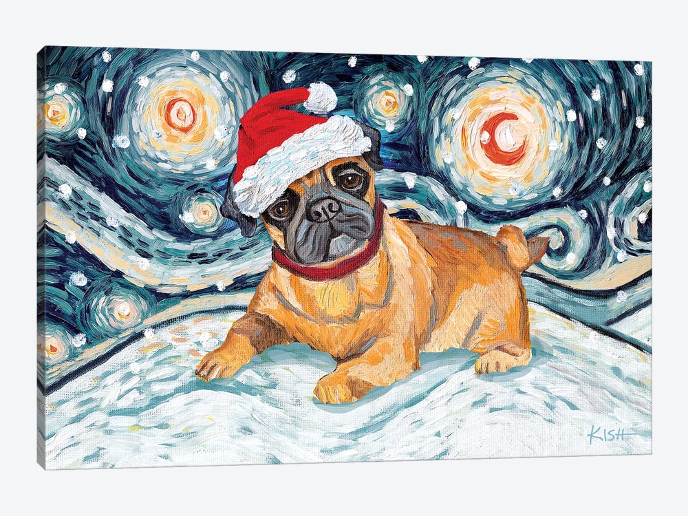 Pug On A Snowy Night by Gretchen Kish Serrano 1-piece Canvas Wall Art
