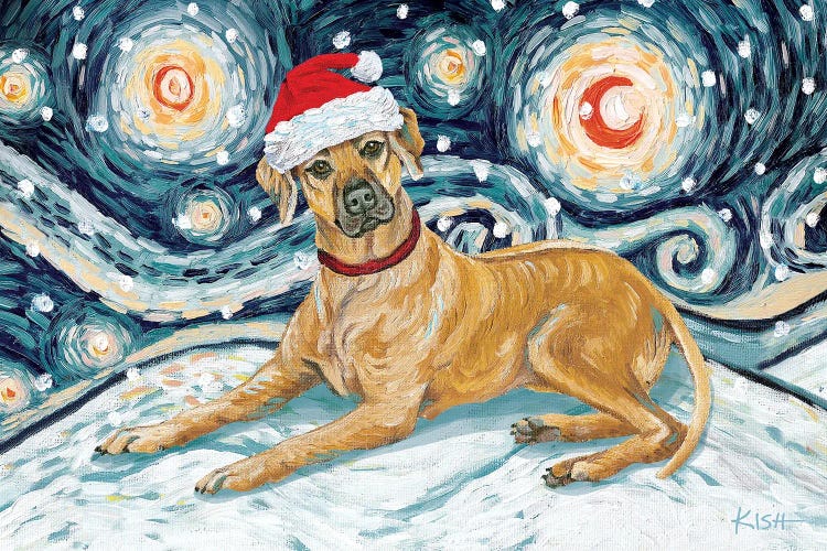 Rhodesian Ridgeback On A Snowy Night by Gretchen Kish Serrano wall art