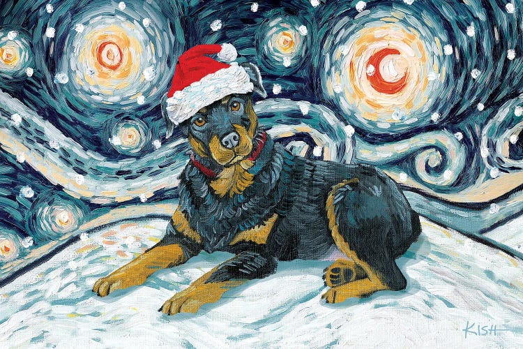 Rottweiler On A Snowy Night by Gretchen Kish Serrano wall art