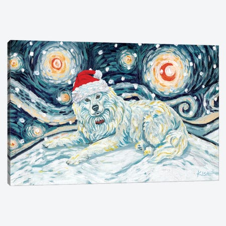 Samoyed On A Snowy Night Canvas Print #GKS195} by Gretchen Kish Serrano Canvas Wall Art