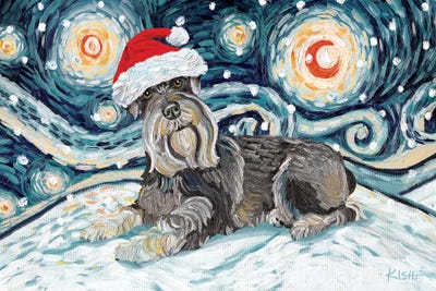 Schnauzer On A Snowy Night by Gretchen KISH Serrano metal wall art