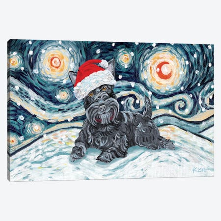 Scottish Terrier On A Snowy Night Canvas Print #GKS199} by Gretchen Kish Serrano Canvas Print
