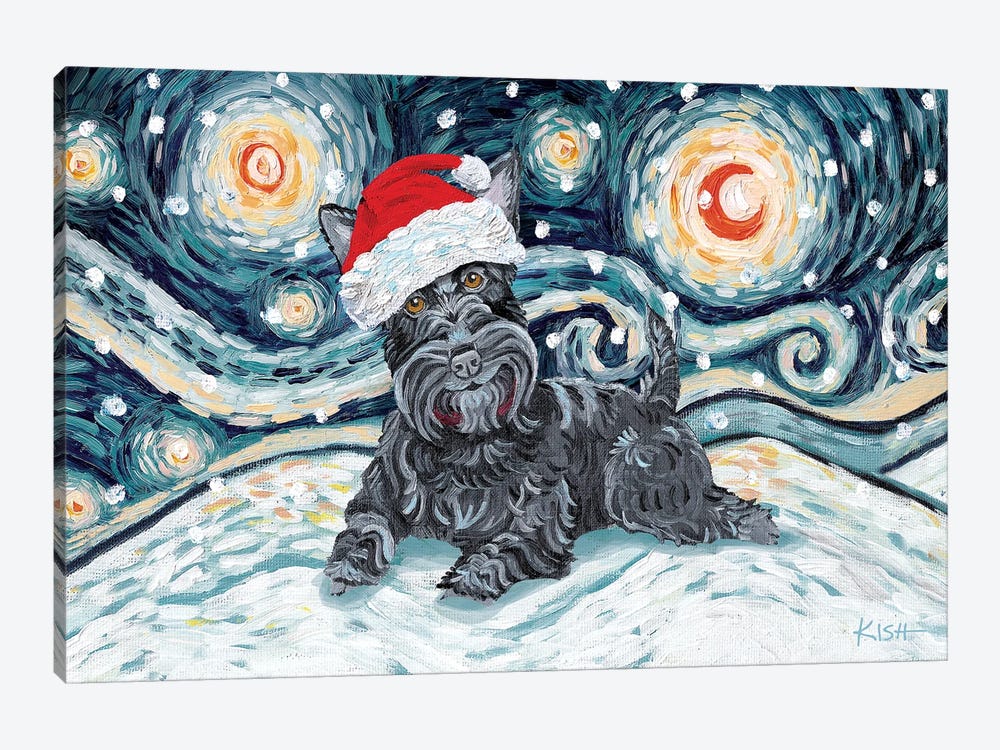 Scottish Terrier On A Snowy Night by Gretchen Kish Serrano 1-piece Canvas Art Print