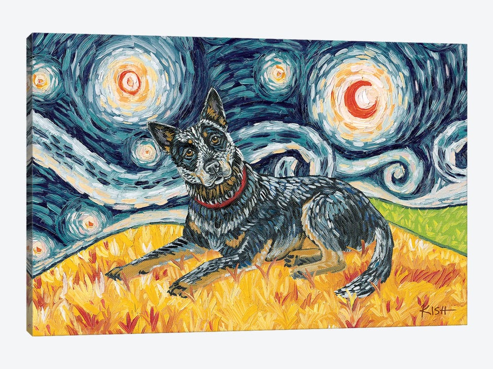 Australian Cattle Dog On A Starry Night 1-piece Art Print