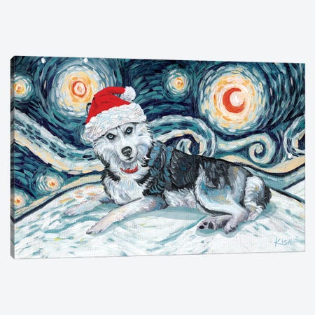 Siberian Husky On A Snowy Night Canvas Print #GKS206} by Gretchen Kish Serrano Canvas Art