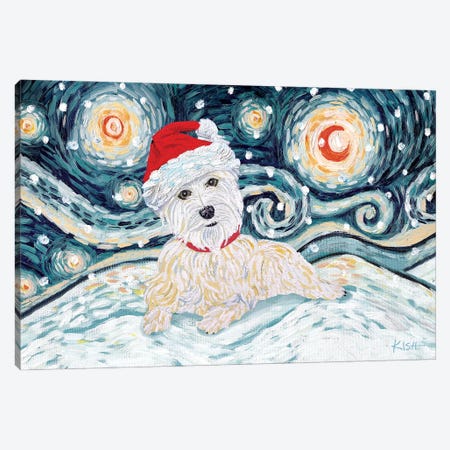 Westie On A Snowy Night Canvas Print #GKS209} by Gretchen Kish Serrano Art Print