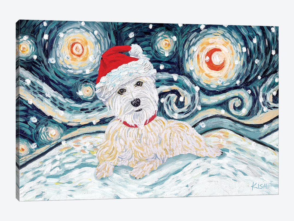 Westie On A Snowy Night by Gretchen Kish Serrano 1-piece Canvas Wall Art