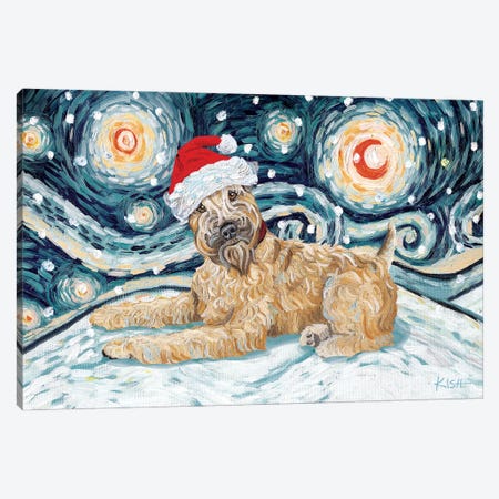 Wheaten Terrier On A Snowy Night Canvas Print #GKS210} by Gretchen Kish Serrano Canvas Artwork