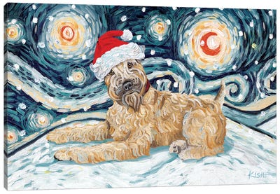 Wheaten Terrier On A Snowy Night Canvas Art Print