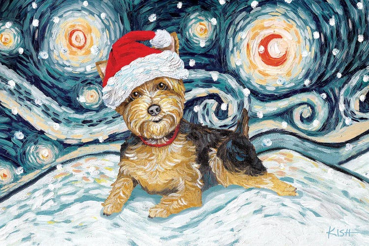 Yorkie On A Snowy Night by Gretchen Kish Serrano wall art