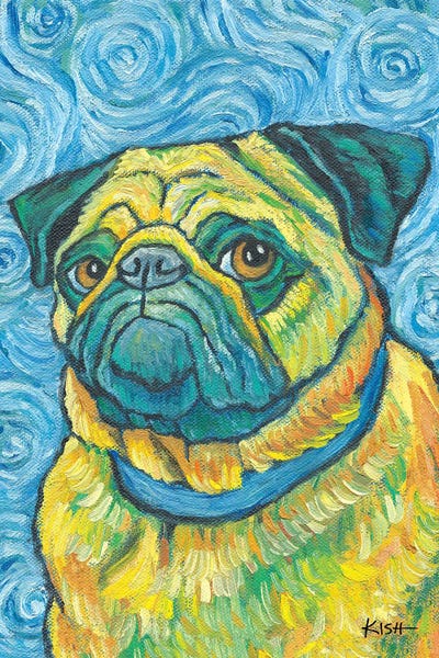 Van Gogh Portraits Collection: Pug Van Growl Portrait by Gretchen KISH Serrano
