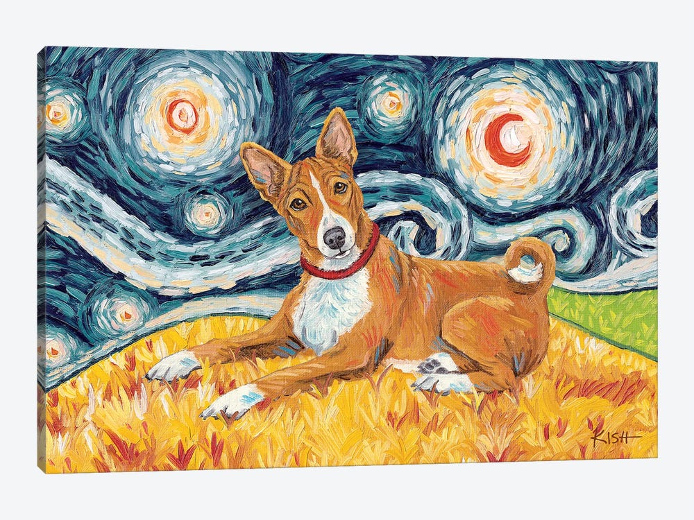 Basenji On A Starry Night by Gretchen Kish Serrano 1-piece Canvas Artwork