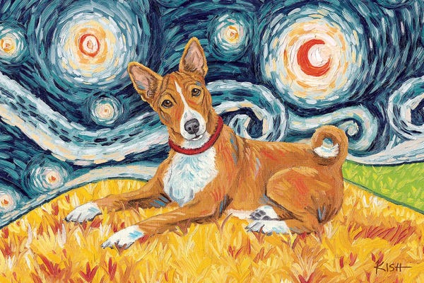 Basenji On A Starry Night