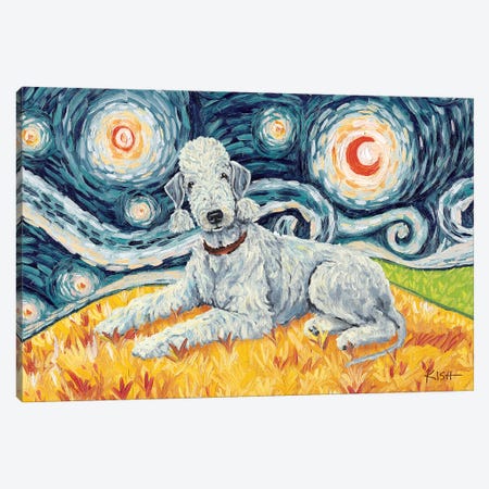 Bedlington Terrier On A Starry Night Canvas Print #GKS23} by Gretchen Kish Serrano Canvas Print