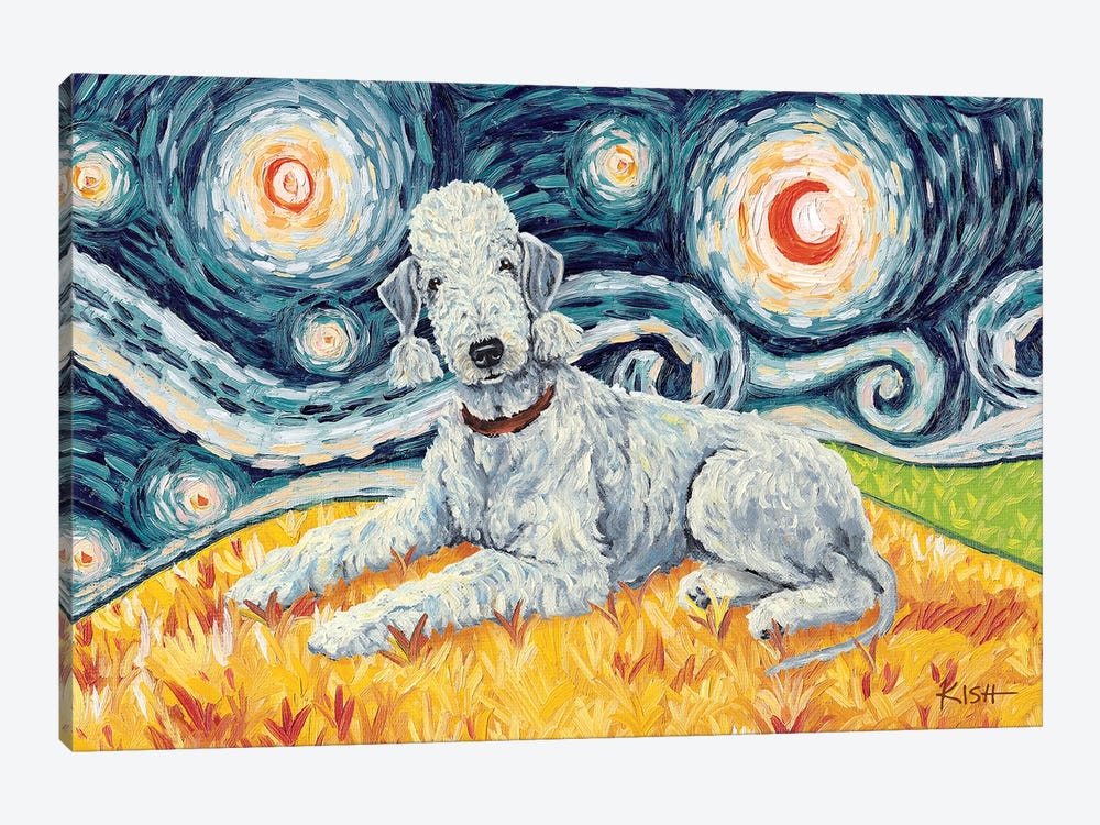 Bedlington Terrier On A Starry Night by Gretchen Kish Serrano 1-piece Canvas Artwork