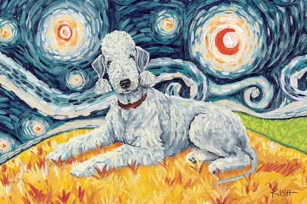 Bedlington Terrier On A Starry Night