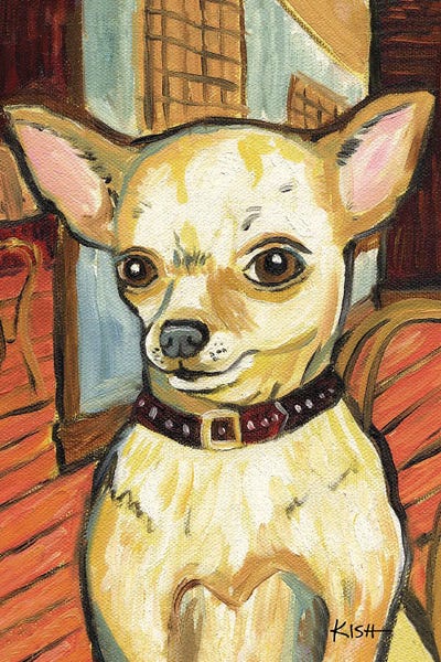 Chihuahua At The Cafe by Gretchen KISH Serrano metal wall art