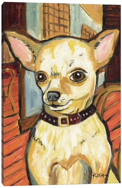 Chihuahua At The Cafe Canvas Art Print - Gretchen Kish Serrano