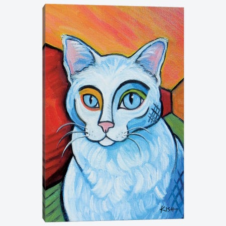 White Cat Pawcasso Canvas Print #GKS260} by Gretchen Kish Serrano Art Print