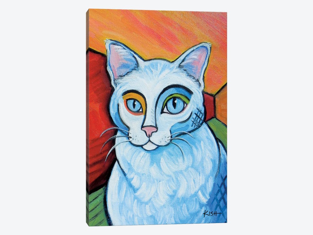 White Cat Pawcasso by Gretchen Kish Serrano 1-piece Canvas Print