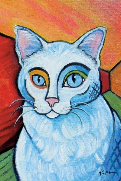 All Things Picasso: White Cat Pawcasso by Gretchen KISH Serrano