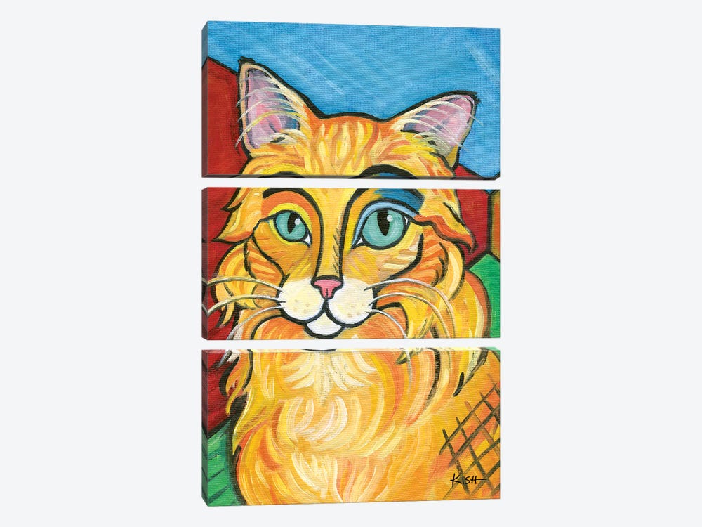 Orange Tabby Cat Pawcasso by Gretchen Kish Serrano 3-piece Canvas Art