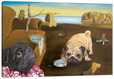 The Persistence Of Pug Canvas Art Print - Similar to Salvador Dali