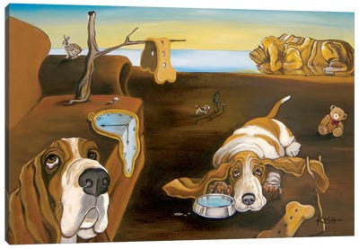 The Persistence Of Basset Hound Canvas Art Print - Basset Hounds
