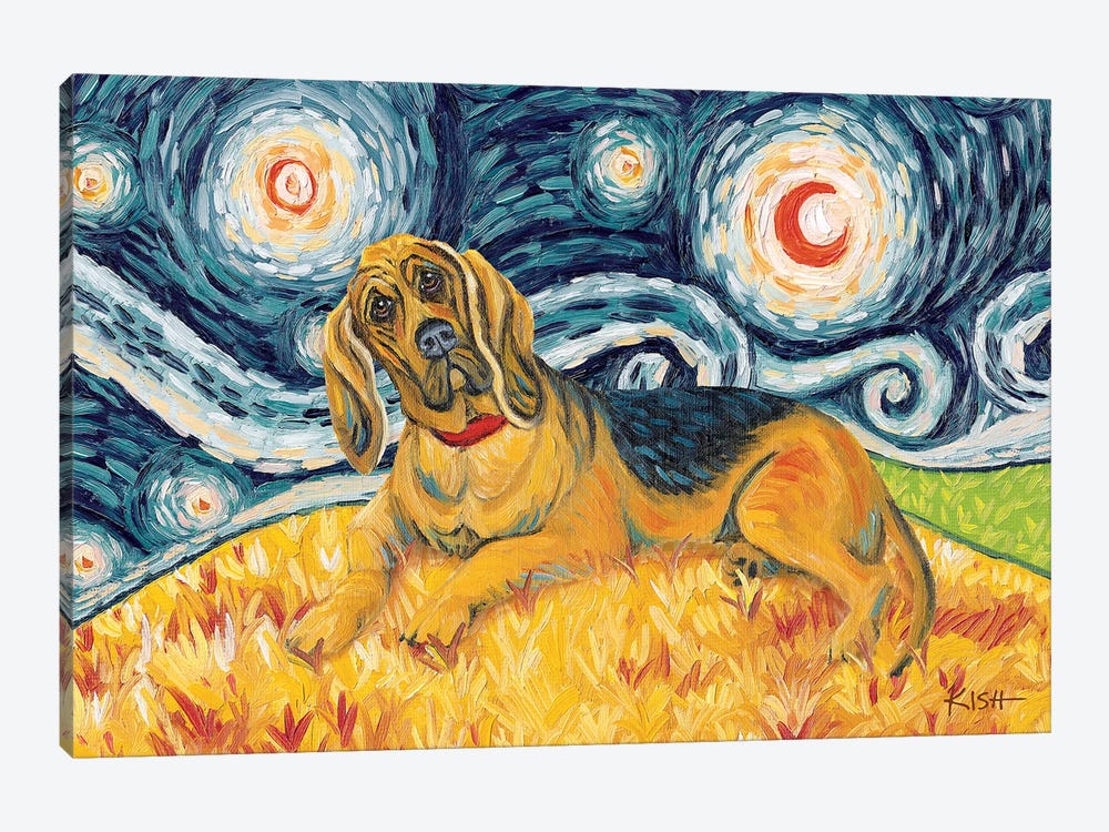 Bloodhound On A Starry Night by Gretchen Kish Serrano 1-piece Canvas Print