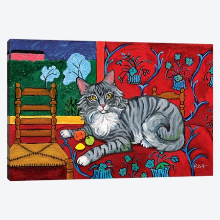 Grey Kitty Catisse Long Haired Canvas Print #GKS279} by Gretchen Kish Serrano Canvas Artwork