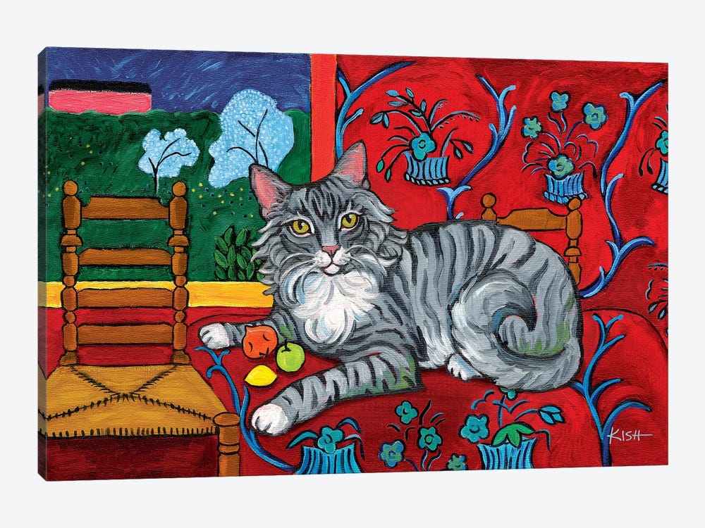 Grey Kitty Catisse Long Haired by Gretchen Kish Serrano 1-piece Canvas Print