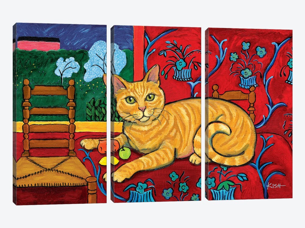 Orange Kitty Catisse by Gretchen Kish Serrano 3-piece Art Print